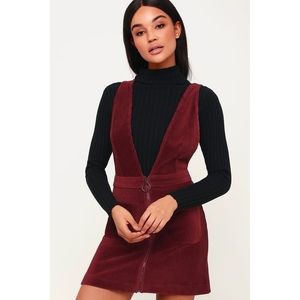 burgundy pinafore